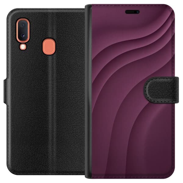 Kompatibelt Plånboksfodral till Samsung Galaxy A20e Plum Motion