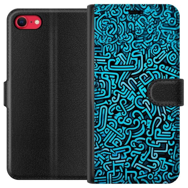 Kompatibel Tegnebogsetui til Apple iPhone SE (2022) Blå abstrakt graffiti