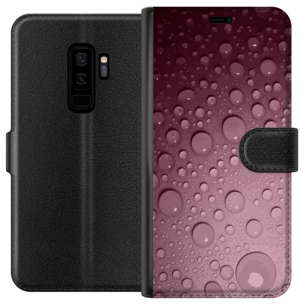 Kompatibelt Lommeboketui til Samsung Galaxy S9+ Rosa vattendroppar