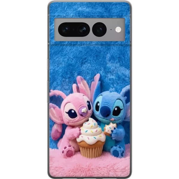 Kompatibel Mobilcover til Google Pixel 7 Pro Søde blå og lyserøde figurer med stor cupcake og krymmel