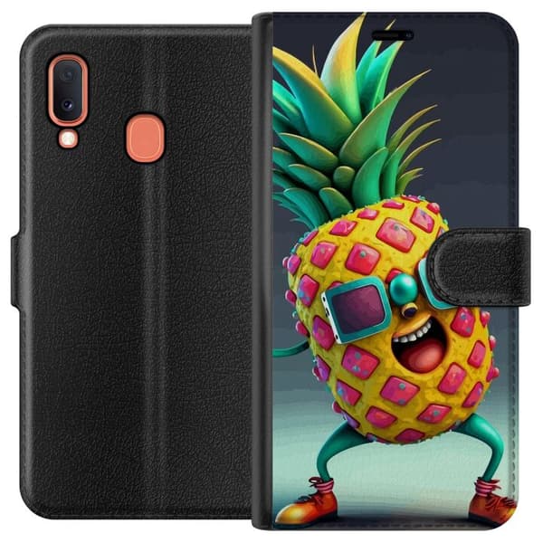 Kompatibelt Plånboksfodral till Samsung Galaxy A20e Ananas