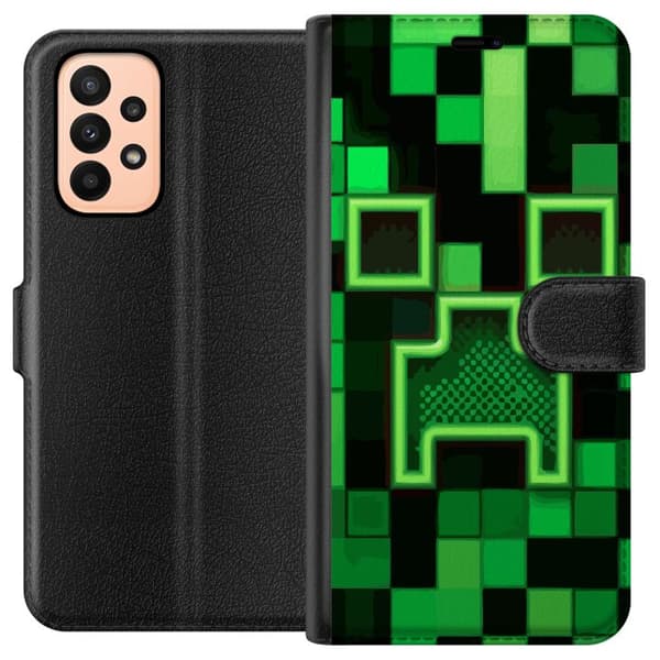 Kompatibel Tegnebogsetui til Samsung Galaxy A23 Minecraft