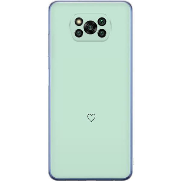 Kompatibel Mobilcover til Xiaomi Poco X3 Pro Enkel sort hjertekontur centreret mod mintgrøn baggrund