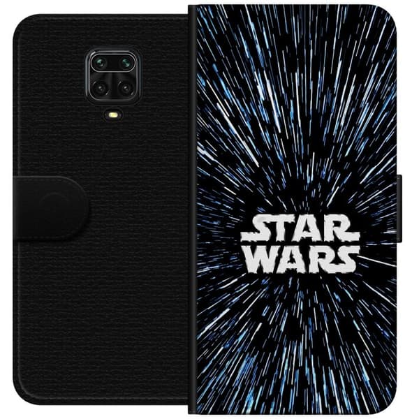 Kompatibel Tegnebogsetui til Xiaomi Redmi Note 9 Pro Klassisk Star Wars design med rumfølelse