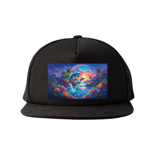 Snapback-cap Delfiner i solnedgång Sort Voksen