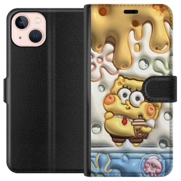 Kompatibelt Plånboksfodral till Apple iPhone 13 mini Svampbob Fyrkant