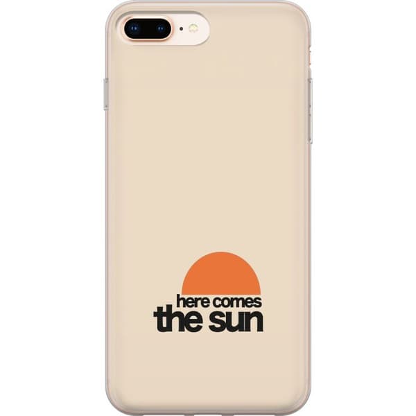 Kompatibelt Mobildeksel til Apple iPhone 7 Plus Retrodesign med en oransje sol og teksten Here Comes the Sun