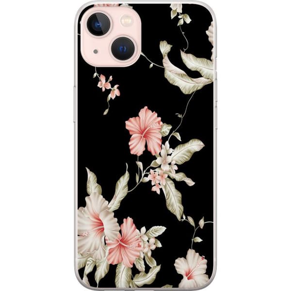 Kompatibelt Mobildeksel til Apple iPhone 13 Blomstermønster Svart