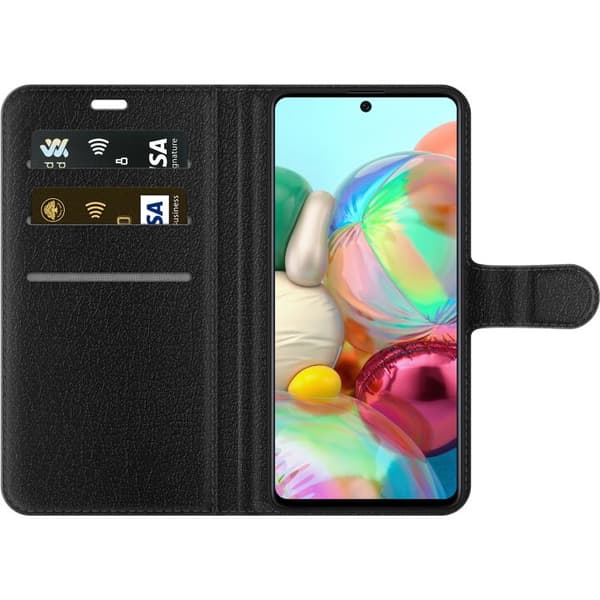 Kompatibelt Lommeboketui til Samsung Galaxy A71 Sort & Grå Lær