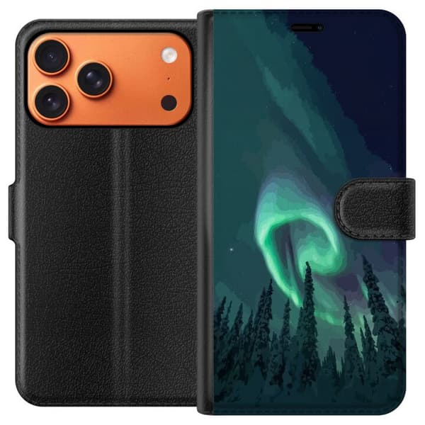 Kompatibelt Lommeboketui til Apple iPhone 17 Pro Max Norrsken över vinterlandskap