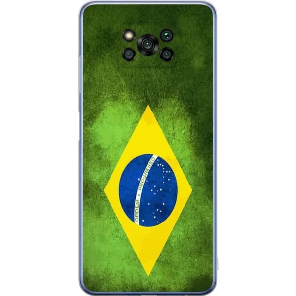 Kompatibelt Mobildeksel til Xiaomi Poco X3 Pro Brasiliansk flagg med rustikk tekstur