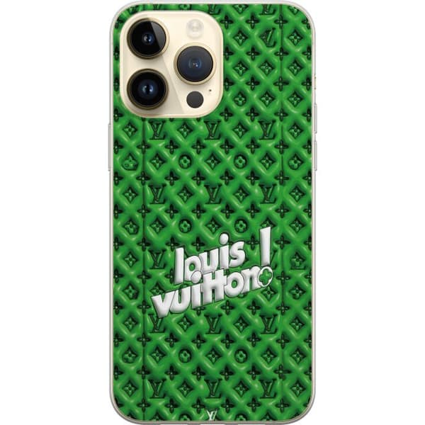 Kompatibel Mobilcover til Apple iPhone 14 Pro Max Grønt luksusmønster med monogram