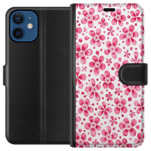 Kompatibelt Plånboksfodral till Apple iPhone 12 Blue Petal Pattern