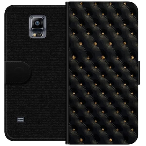 Kompatibel Tegnebogsetui til Samsung Galaxy Note 4 Elegant sort diamantmønster med guldfarvede detaljer
