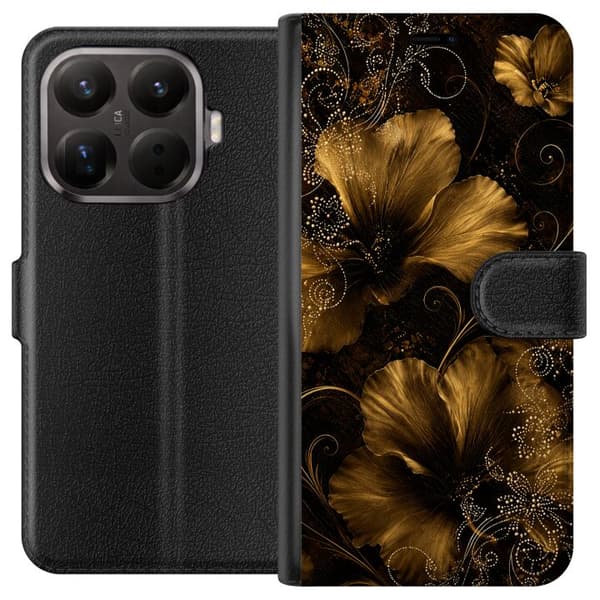 Kompatibelt Lommeboketui til Xiaomi 15T Gyllen blomstring