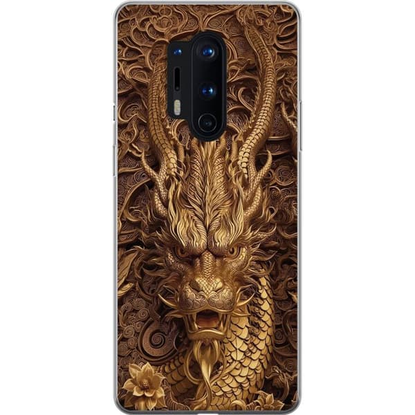 Kompatibelt Mobildeksel til OnePlus 8 Pro Elegant dragemotiv i gull