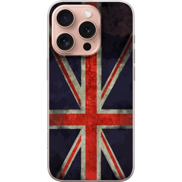 Kompatibelt Mobildeksel til Apple iPhone 16 Pro Britisk flagg med rustikk følelse