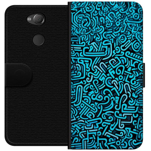 Kompatibelt Plånboksfodral till Sony Xperia XA2 Blå abstrakt graffiti