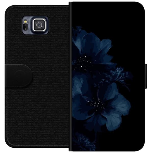 Kompatibel Tegnebogsetui til Samsung Galaxy Alpha Mörkblå blommor