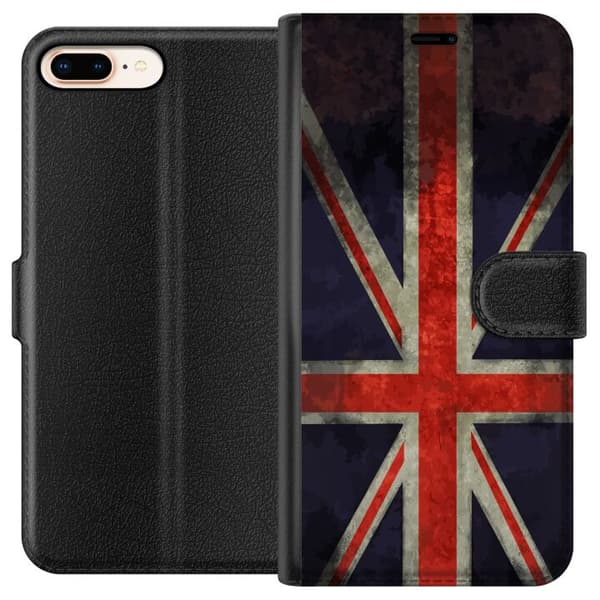 Kompatibelt Plånboksfodral till Apple iPhone 7 Plus Brittisk flagga med rustik känsla
