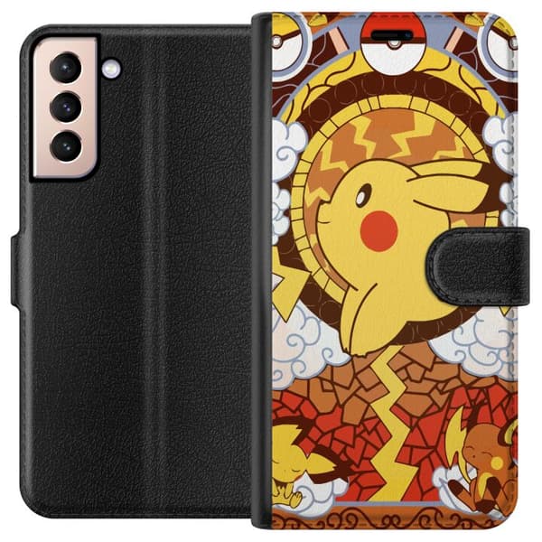 Kompatibelt Plånboksfodral till Samsung Galaxy S21 Pikachu