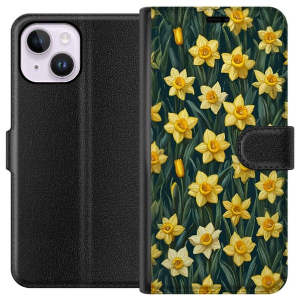 Kompatibel Tegnebogsetui til Apple iPhone 14 Plus Gula påskliljor
