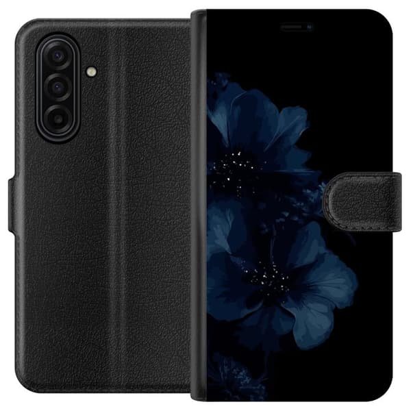 Kompatibelt Plånboksfodral till Samsung Galaxy A17 5G Mörkblå blommor