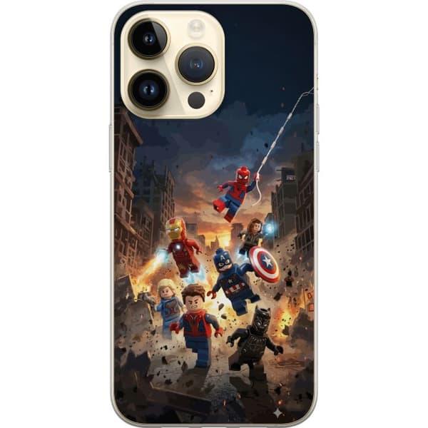 Kompatibelt Mobildeksel til Apple iPhone 14 Pro Max Spennende LEGO Marvel motiv for superheltfans