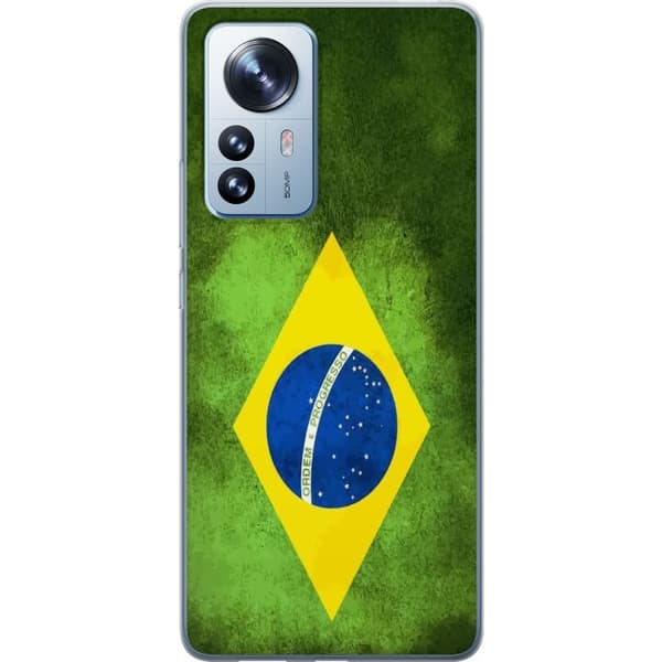 Kompatibelt Mobildeksel til Xiaomi 12 Pro Brasiliansk flagg med rustikk tekstur