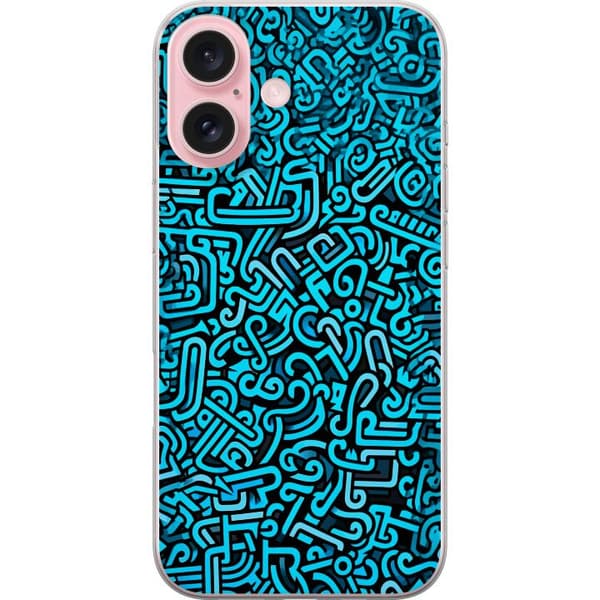 Kompatibel Mobilcover til Apple iPhone 16 Blå abstrakt graffiti