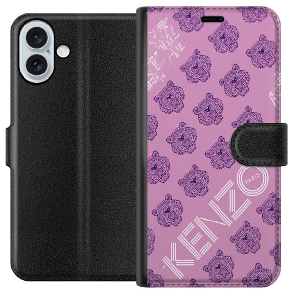 Kompatibel Tegnebogsetui til Apple iPhone 16 Plus Trendy tigermotiv i lyserød design