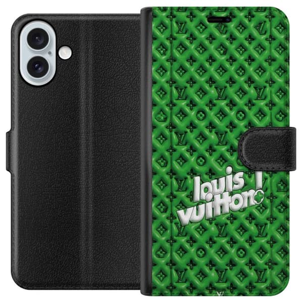 Kompatibel Tegnebogsetui til Apple iPhone 16 Plus Grønt luksusmønster med monogram