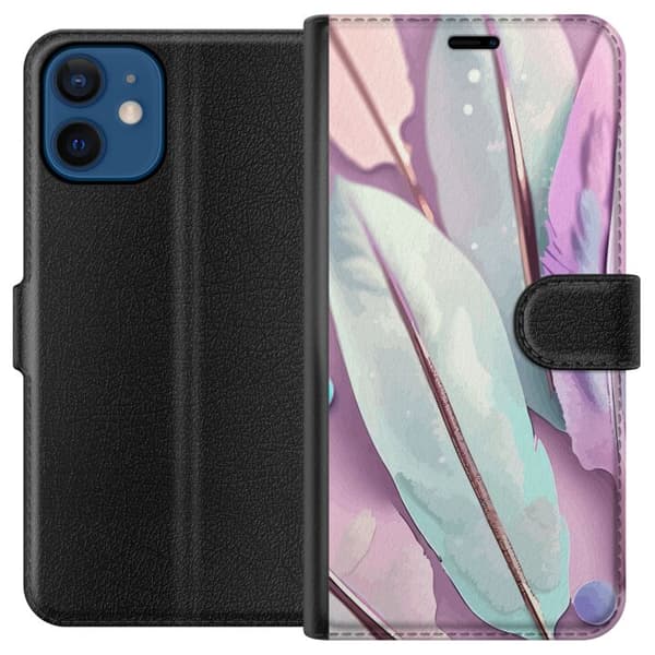 Kompatibel Tegnebogsetui til Apple iPhone 12 mini Fjer i pastel