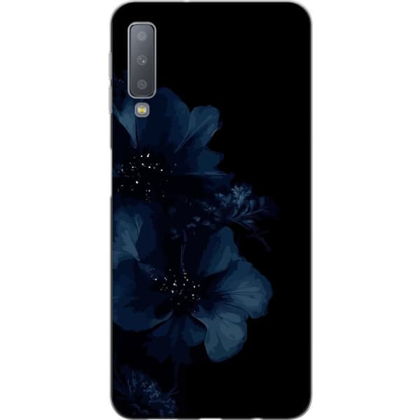 Kompatibelt Mobildeksel til Samsung Galaxy A7 (2018) Mörkblå blommor