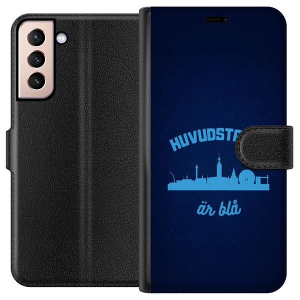 Kompatibelt Plånboksfodral till Samsung Galaxy S21 Djurgården är blå