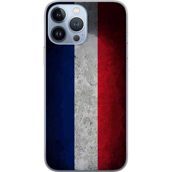 Kompatibelt Mobildeksel til Apple iPhone 13 Pro Max Fransk flagg med rustikk betongstruktur