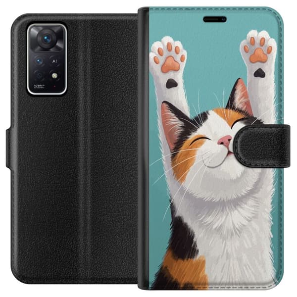 Kompatibelt Lommeboketui til Xiaomi Redmi Note 11 Pro 5G Glad trefärgad katt