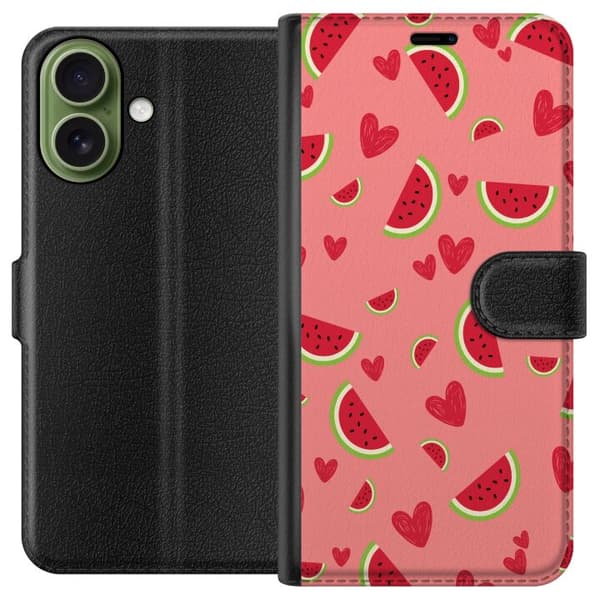 Kompatibelt Plånboksfodral till Apple iPhone 18 Vattenmelon och hjärtan