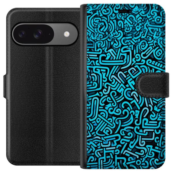 Kompatibel Tegnebogsetui til Google Pixel 9 Pro Blå abstrakt graffiti
