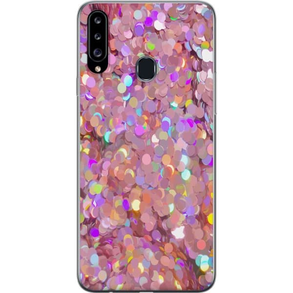Kompatibelt Mobilskal till Samsung Galaxy A20s Rosa glitter