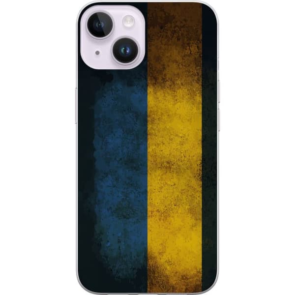 Kompatibelt Mobildeksel til Apple iPhone 15 Plus Ukrainsk flagg med rustikk, vintageinspirert design