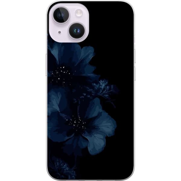 Kompatibelt Mobildeksel til Apple iPhone 15 Mörkblå blommor