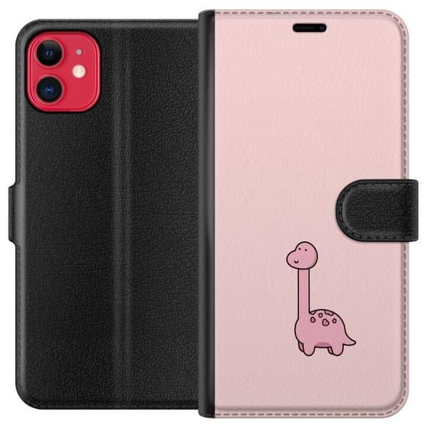 Kompatibel Tegnebogsetui til Apple iPhone 11 Rosa dinosaur