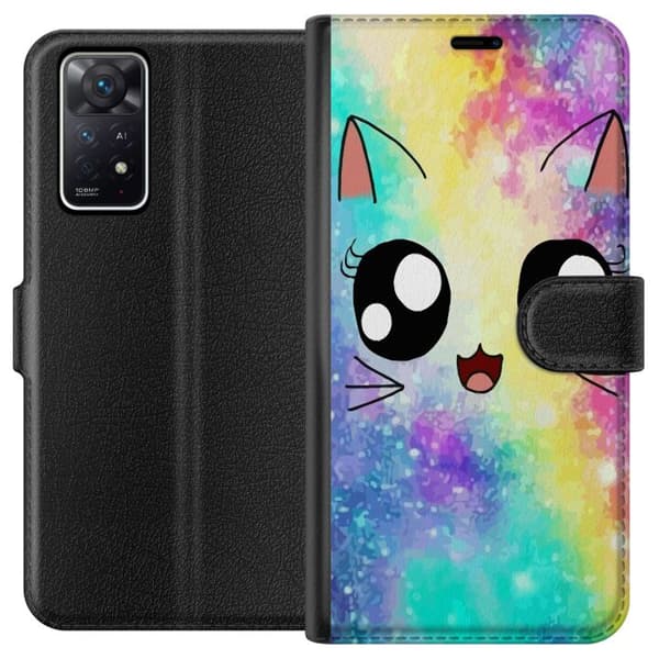 Kompatibelt Plånboksfodral till Xiaomi Redmi Note 11 Pro 5G Cute Cat Galaxy