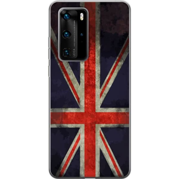 Kompatibelt Mobildeksel til Huawei P40 Pro Britisk flagg med rustikk følelse