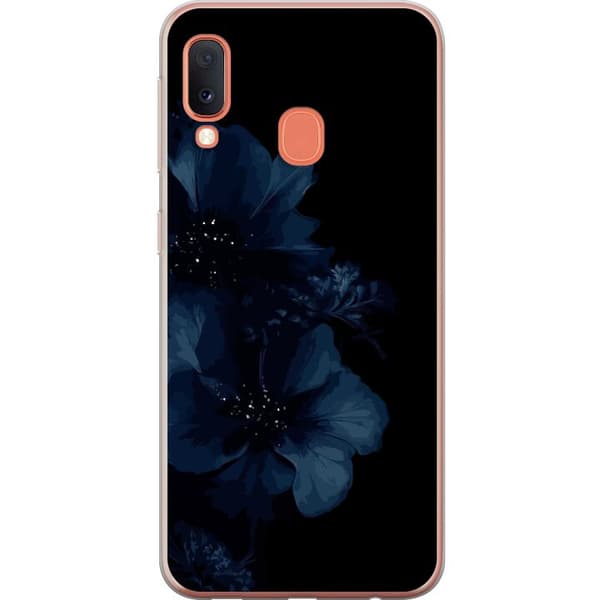 Kompatibelt Mobildeksel til Samsung Galaxy A20e Mörkblå blommor