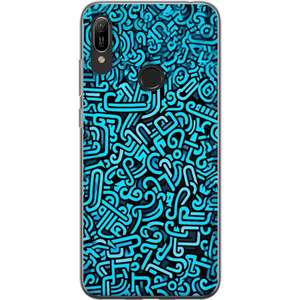 Kompatibelt Mobildeksel til Huawei Y6 (2019) Blå abstrakt graffiti