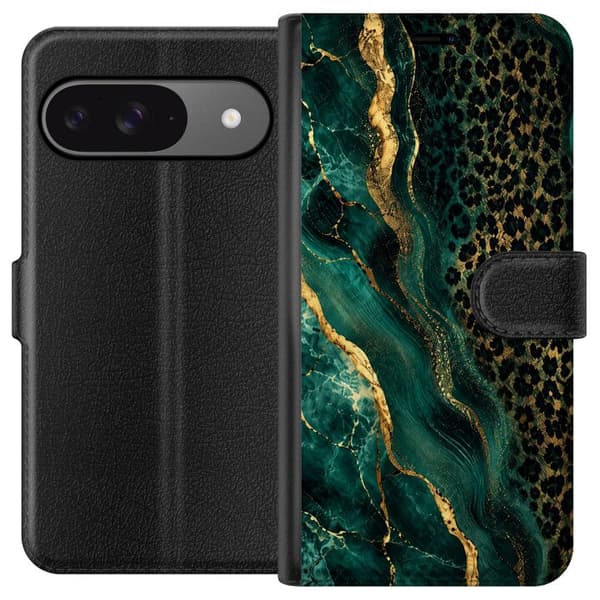 Kompatibel Tegnebogsetui til Google Pixel 9 Pro Smaragdleopard
