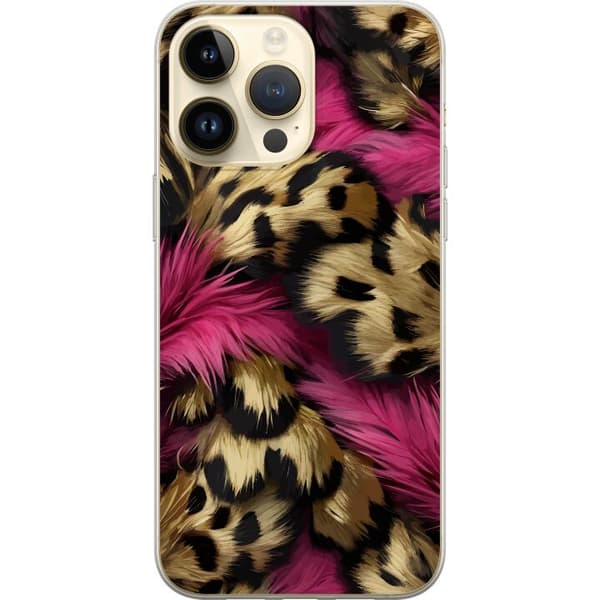 Kompatibelt Mobildeksel til Apple iPhone 15 Pro Max Mykt leopardmønster med rosa detaljer
