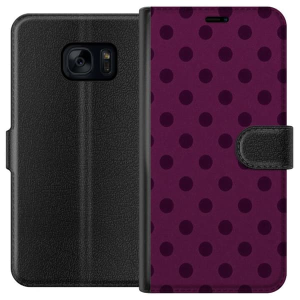 Kompatibelt Plånboksfodral till Samsung Galaxy S7 Plum Dots